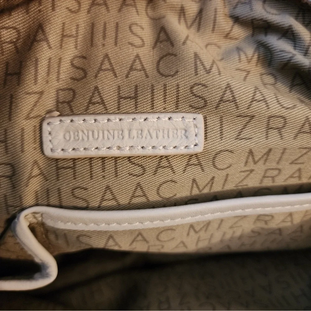 Isaac Mizrahi Leather Chic Cream Satchel